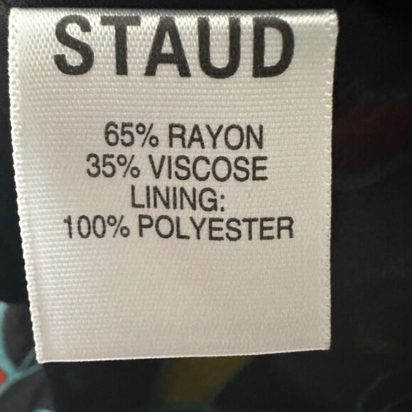 STAUD Black Multicolor‎ Print Smocked L/S Sweetheart Neck Josephine Top Size 12 - Picture 7 of 9